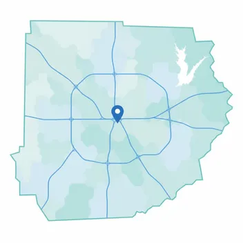 Illustrated map of the Dallas County service area
