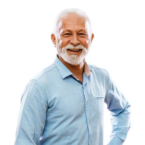 Friendly senior man with white beard happy with his Dallas insurance plan